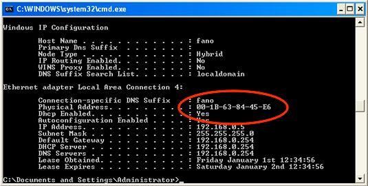 Η Φυσική Διεύθυνση (Medium Access Control Address - MAC Address) Η κάθε κάρτα δικτύου έχει επίσης τη δική της διεύθυνση η οποία ονομάζεται Medium Access Control Address (MAC Address) και συνήθως