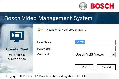 Bosch Video Management System Ξεκινώντας el 19 5 Ξεκινώντας Στο κεφάλαιο αυτό παρέχονται πληροφορίες σχετικά με το πώς να ξεκινήσετε με το Bosch VMS Viewer. 5.1 Εκκίνηση του Bosch VMS Viewer Operator Για να εκκινήσετε το Bosch VMS Viewer Operator : 1.