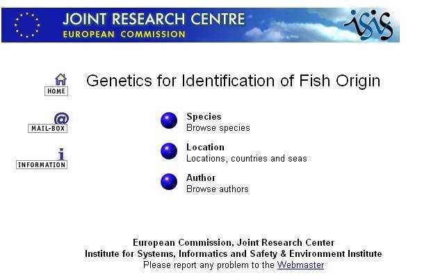 Εικόνα 5. Η αρχική σελίδα της Fishgen 1.5. FISHTRACE Η FishTrace είναι ένας γενετικός κατάλογος που αφορά πάνω από 200 εµπορικά είδη ψαριών.