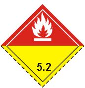 Velikost v Znak Pomen Koda cm 1005371- (v 10 x 10 kompletu 50 5.2 ali NEVARNOSTI RAZREDA 5.2 Organski peroksidi NEVARNOSTI RAZREDA 6.1 Strupi NEVARNOSTI RAZREDA 6.