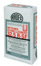 STAVEBNÉ HMOTY 107 ARDEX WSZ rýchlocement 32,5 R-SF cement pevnostnej triedy 32,5 R s rýchlym nárastom pevnosti, pre výrobu mált a betónov s rýchlym vytvrdnutím.