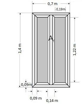 Α5 Έχουμε: U f = 2,2 W/(m 2 K) [από πίνακα 3] U g = 2,7 W/(m 2 K) [από πίνακα 4] Α w = 0,7 1,40 = 0,98 m 2 Α g = [0,19 1,22] 2 = 0,4636 m 2 Α f = Α w - Α g = 0,98-0,4636 = 0,5164 m 2 Ι g = 4 0,19 +