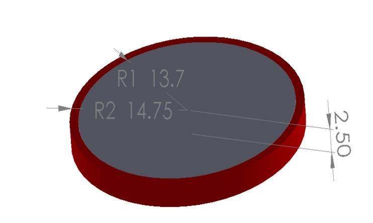 Διατομή του πηνίου Η εξωτερική ακτίνα του πηνίου R 2 είναι ίση με την εξωτερική ακτίνα της κεφαλής για να αποφευχθεί το μεγάλο lift-off, R 2=14.75.