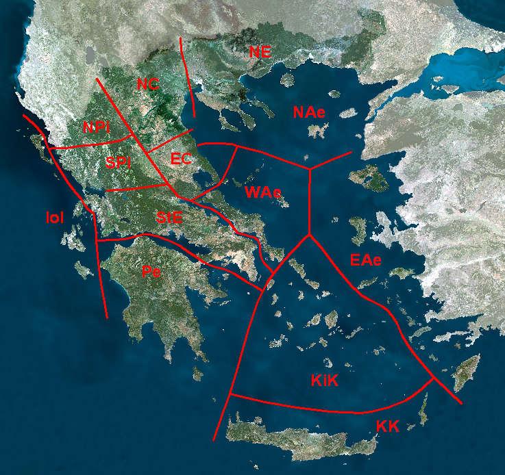 Σχήμα 6-15 Φυτογεωγραφικές περιοχές της Ελλάδας