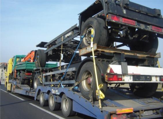 8.6. Transporte de camións, remolques e chasis de camións Nesta sección abórdase o transporte de vehículos pesados (en diante, «vehículo pesado transportado») das categorías M2 e M3, N2 e N3, e Ou3 e