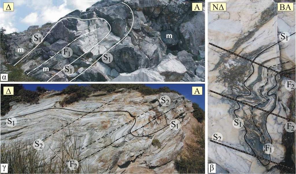 Εισαγωγή Από τα μεσοσκοπικά στοιχεία που συλλέχθηκαν στο ύπαιθρο από τα μεταμορφωμένα κυρίως πετρώματα της Αττικής διακρίθηκαν τέσσερις παραμορφωτικές φάσεις και αναφέρονται συνοπτικά παρακάτω: Η
