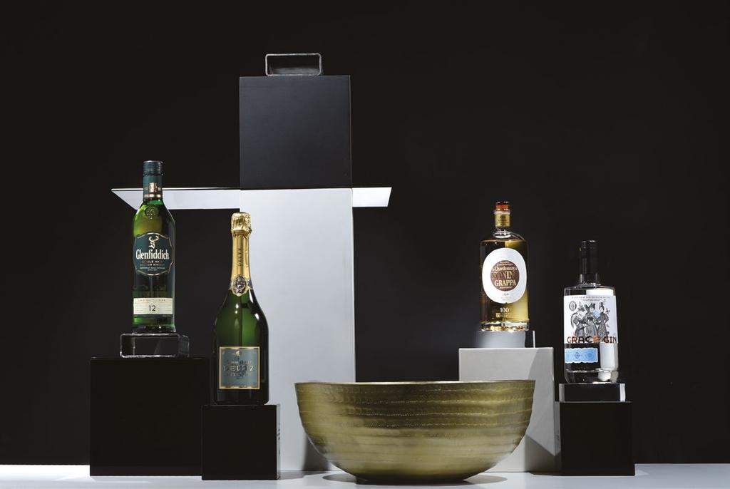 56 + ΤΑΧ Matt Brass Bowl #1819A 1b. Deutz Brut 0.75lt 1b. Glenfiddich 12yo 0.7lt 1b. Grace Gin 0.7lt 1b. Nonino Grappa Chardonnay Aged 0.7lt 225.80 182.