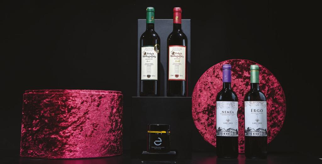64 + ΤΑΧ Red & Black Fabric Hat Box #1833A 1b. Theodorakakos Estate Kydonitsa 0.75lt 1b. Theodorakakos Estate Mavroudi 0.75lt 1b. Lantides Estate Nemea 0.75lt 1b. Lantides Ergo Sauvignon Blanc 0.