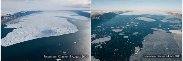 Εικόνα 3: Τήξη παγετώνων Γροιλανδίας (http://earthsky.