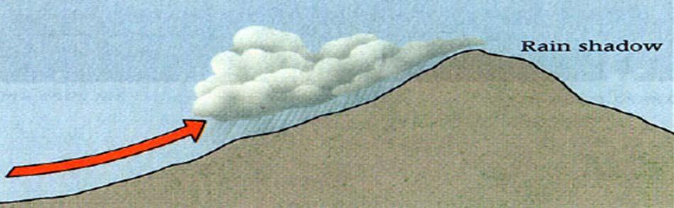 شكل (4) الھطول المتعلق بالتضاريس 3) ھطول متعلق باألعاصير precipitation) (Cyclonic عندما يمر الھواء الدافئ الرطب بمنطقة ذات ضغط جوي م نخفض أو منطق ة أعاص ير حي ث يرتف ع الھواء الساخن إلى أعلى فتنخفض