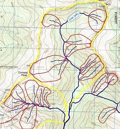 (Engineering Hydrology) الباب الخامس : الجريان السطحي ورطوبة قليلة ورياح قوية ينتج عنھا فواقد بخر أعلى وبالتالي جريان سطحي أقل. 5-2-5 أ- اإلرتفاع. خصائص جغرافية ب- شبكة الصرف.