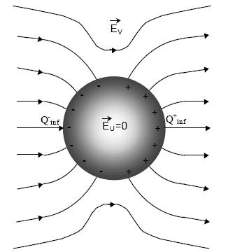 naboji stvaraju vlastito električko polje suprotno vanjskom ukupno polje unutar vodljivog tijela je 0 vanjsko električko