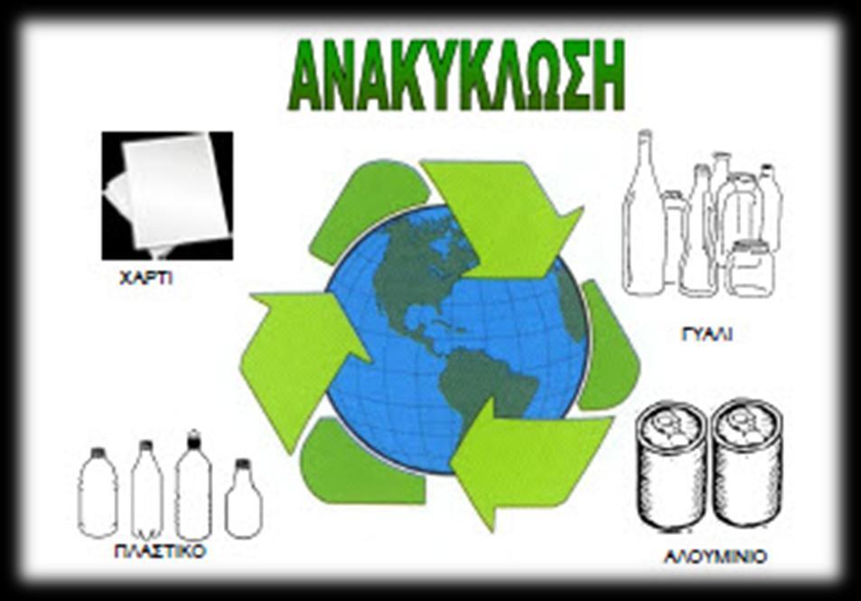 Ανακύκλωση Ανακύκλωση απορριμμάτων είναι η διαδικασία με την οποία επαναχρησιμοποιείται εν μέρει ή ολικά οτιδήποτε αποτελεί έμμεσα ή άμεσα αποτέλεσμα της ανθρώπινης δραστηριότητας