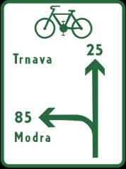 tabuľa pre cyklistov (s dvoma cieľmi) IS 40c Smerová tabuľa pre cyklistov (s jedným