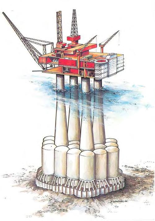 2.7 ΕΞΕΔΡΕΣ ΒΑΡΥΤΗΤΑΣ (GRAVITY BASED STRUCTURES-GBS) Οι εξέδρες βαρύτητας είναι κατασκευές, οι οποίες εδράζονται στον πυθμένα της θάλασσας και αντιστέκονται στα πλευρικά περιβαλλοντικά φορτία με το