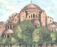 σημαντικό από τα έργα του ήταν ο ναός της Αγίας Σοφίας. Ανέθεσε το χτίσιμό της σε δυο ονομαστούς Έλληνες αρχιτέκτονες, τον Ανθέμιο και τον Ισίδωρο.