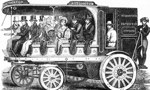 836 m. Hancock sukūrė patobulintą autobusą (garo variklis), kurio talpa keleiviai, maksimalus greitis 33 km/val.