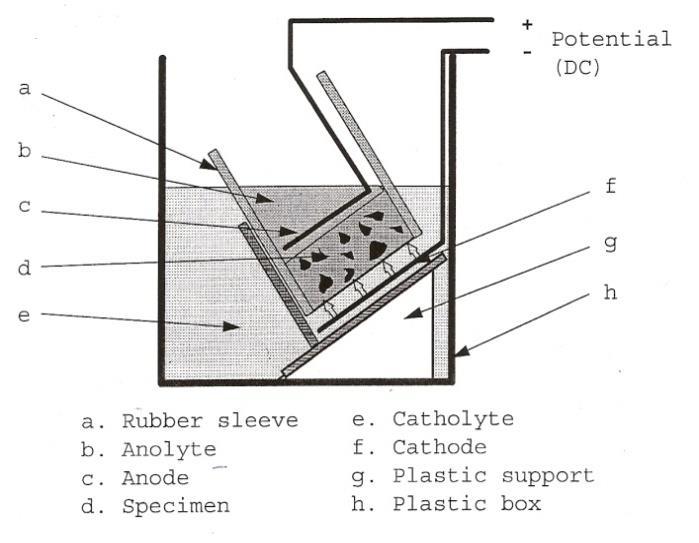 Σχήμα 1: Συσκευή δοκιμής που χρησιμοποιείται για τον υπολογισμό του συντελεστή διάχυσης χλωριόντων De. (NΤ Build 492, 1999). 3. Πειραματικά αποτελέσματα και συζήτηση 3.