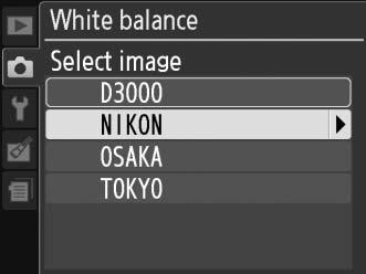 Επισημάνετε την επιλογή White balance (Ισορροπία λευκού) στο μενού λήψης και πιέστε το 2 για να εμφανιστούν οι επιλογές ισορροπίας λευκού.