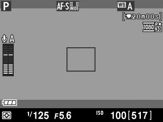 επιλογή μέρους που δείχνει την εγγεγραμμένη περιοχή εμφανίζεται κατά την εγγραφή video όταν έχουν επιλεγεί μεγέθη καρέ διαφορετικά από 640 424 στο Ρυθμίσεις video > Μέγεθ. καρέ/ ταχύτ.