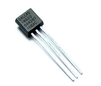 5.7 Senzor teploty DS18B20 [33] Čidlo (Obr. 5.6) zabezpečuje meranie teploty v rozmedzí -55 C až +125 C a komunikuje s nadradenou procesorovou jednotkou pomocou jednovodičovej zbernice One-wire.