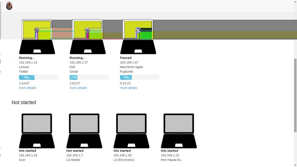 Figure 5.1: Start Page The completed and the running or paused attacks are represented PC icons.