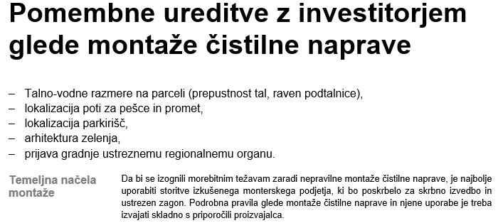 Primer vkopa čistilne naprave v tla Označite meje območja čistilne naprave.