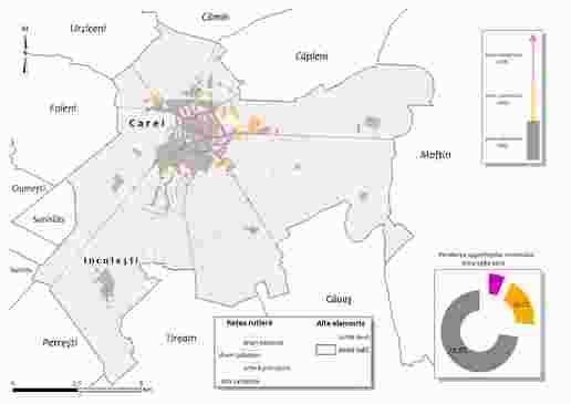 Figură 14 Evoluția spațiului construit (rezidențial și industrial) în perioada 1980-2016 În perioada 1980-2005-2016 orașul s-a extins mai ales în zonele de nord și est.