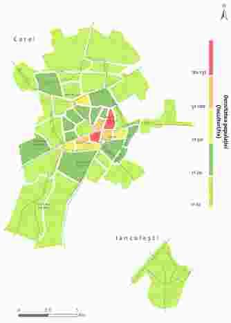 mediul rural învecinat. Astfel, dacă la recensământul din 1956 populaţia oraşului număra 16.780 locuitori, în următorii 10 ani a crescut cu 17,3%, adică la 19.