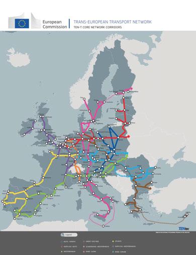 Figură 2-14 Coridoarele principale TEN-T Sursa: http://ec.europa.eu/transport/themes/infrastructure/doc/ten-t-country-fiches/ten-t-corridor-map-2013.