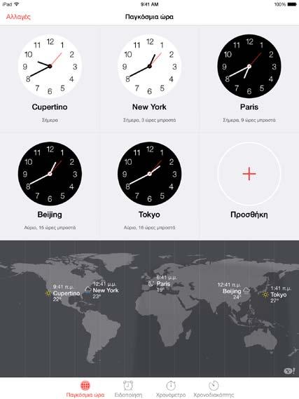 Προσθέστε άλλα ρολόγια που θα δείχνουν την ώρα σε άλλες μεγάλες πόλεις και ζώνες