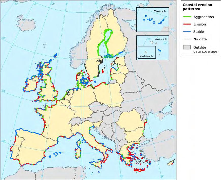 Carte 5.1: L érosion côtière en Europe 146 Source : Agence Européenne pour l Environnement, Nov. 17, 2005-Coastal érosion patterns in Europe (2004).