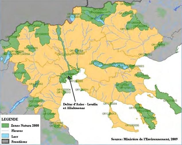 Parmi ces 43 sites classés, on ne manquera pas de souligner que 15 d entre eux se situent sur le littoral dont en particulier toute la vaste région des deltas d Axios Loudias Aliakmonas (Carte 6.2).