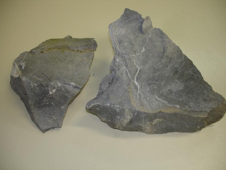 Kamnina je sedimentna, saj se pojavlja v 5 cm debelih plasteh in je zelo mehka in neodporna. Ta kamnina je glinasti skrilavec.