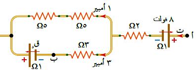 يمثل الشكل جزءا من دارة كهربائية من الشكل إحسب: مالحظة: إذا طلب فرق الجهد