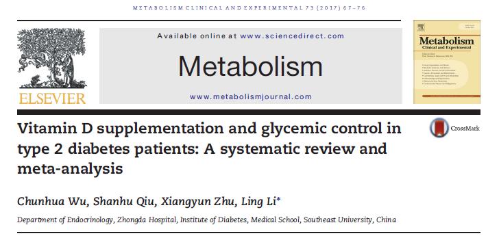 a modest reduction of HbA1C after vitamin D treatment in adults with type