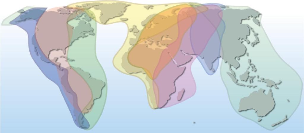 Fig. 29 trasee de migratie Cele mai multe pasari din Europa ierneaza in Africa sau in Sudul Europei iar unele exemplare ajung chiar si in Orientul Apropiat.
