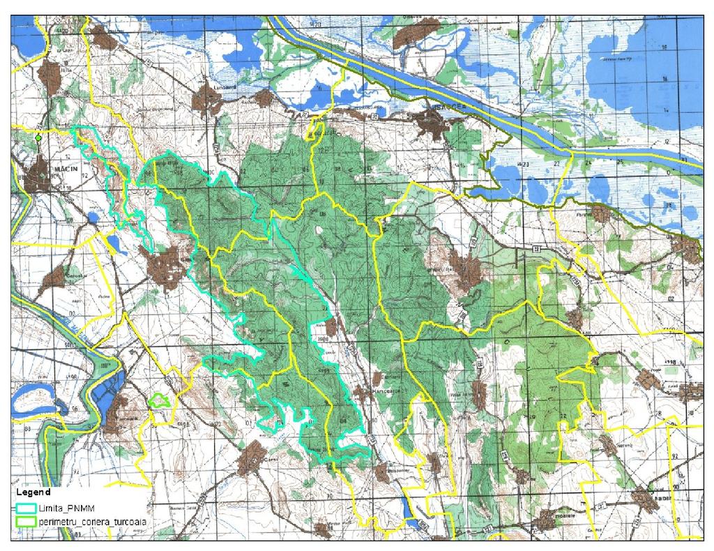 Fig.33- Distanta PUZ fata de limita PNMM ROSCI 0123 Munţii Măcinului a fost declarat sit de importanta comunitara, conform Ordinului nr.