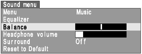 בו. בדוגמה: תפריט Sound [צלילים] לכיוון,