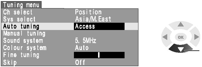 כיוון אוטומטי הצג את התפריט בחר (1) ועבור (2) אל Setup menu [תפריט הגדרה] 1 2 בחר ועבור אל Tuning menu [תפריט כיוון] 3 בחר בפריט הרצוי