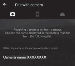 6 Έξυπνη συσκευή: Στην οθόνη Pair with camera (Ζεύξη με φωτογραφική μηχανή), κτυπήστε ελαφρά το όνομα της φωτογραφικής μηχανής.