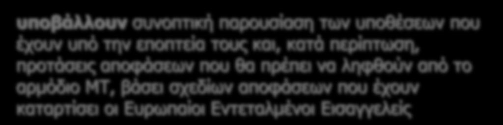 πεξίπησζε, πξνηάζεηο απνθάζεσλ πνπ ζα πξέπεη λα ιεθζνχλ απφ