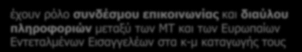 Δπξσπαίνη Δηζαγγειείο Οξγαλσηηθή Γνκή έρνπλ ξφιν ζπλδέζκνπ επηθνηλσλίαο θαη δηαχινπ πιεξνθνξηψλ κεηαμχ ησλ ΜΤ θαη ησλ Δπξσπαίσλ Δληεηαικέλσλ
