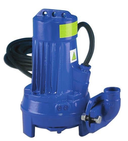 DLG Series Submersible pumps with open impeller with grinder assembly for pumping sewage, liquids, wastewater in general and industrial sludge, draining of flooded excavations.
