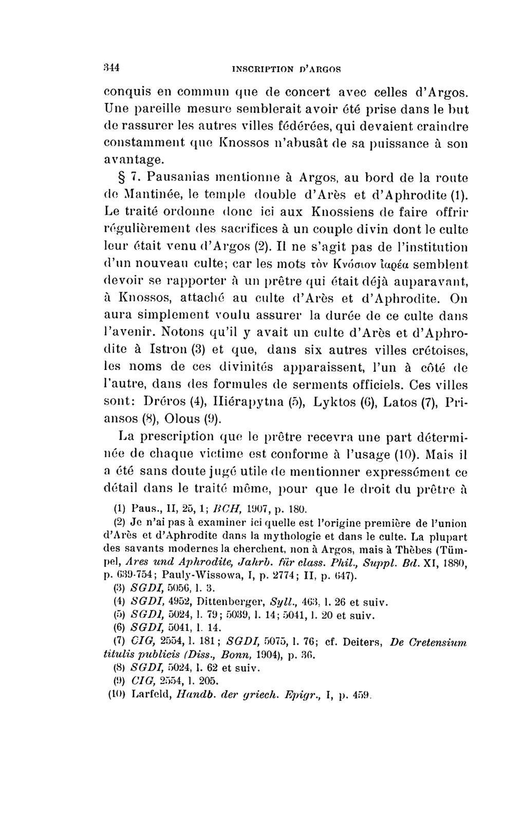 344 INSCRIPTION n'argos conquis en commun que de concert avec celles d'argos.
