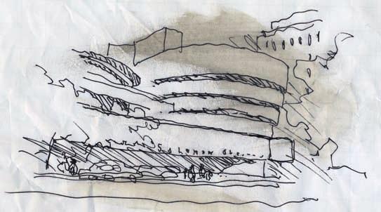 This drawing of the Guggenheim Museum by Frank Lloyd Wright dates from that time, 20 x 17 cm, India ink and paper. Moja potraga za odgovorom na pitanje Zašto? nastavila se i docnije.