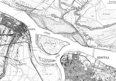 One of the drawings from the series Examining the possibilities of preserving the Sava River s confluence into the Danube River with a close-to-nature look made by Macura in 1983.