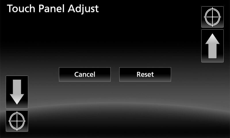 میظنت ÑÑتنظیمات پانل را لمس کنید Adjust[ [Touch Panel روی صفحه رابط کاربری را لمس کنید. gصفحه تنظیم پانل لمسی نمایش داده میشود.