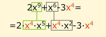 5. Descomposición factorial Sacar factor común unha potencia de x Chámanse divisores impropios dun polinomio P(x), con coeficientes en IR, os números reais e os polinomios obtidos ao multiplicar P(x)