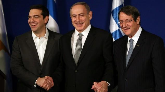 Ο Πρωθυπουργός του Ισραήλ Benjamin Netanyahu, ο Πρόεδρος της Κύπρου Νίκος Αναστασιάδης και ο Πρωθυπουργός της Ελλάδας Αλέξης Τσίπρας επιβεβαίωσαν εκ νέου την πλήρη στήριξη τους προς το έργο όπως και